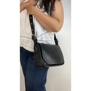 90's Coach Classic Patricia's Legacy Bag 9951 Leather Black Saddle Flap Purse